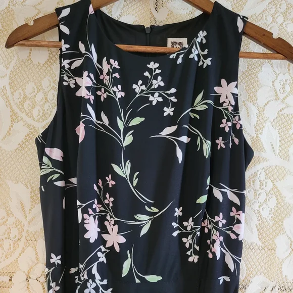 Ann Klein Chic Black Floral Midi Dress - Picture 3 of 6